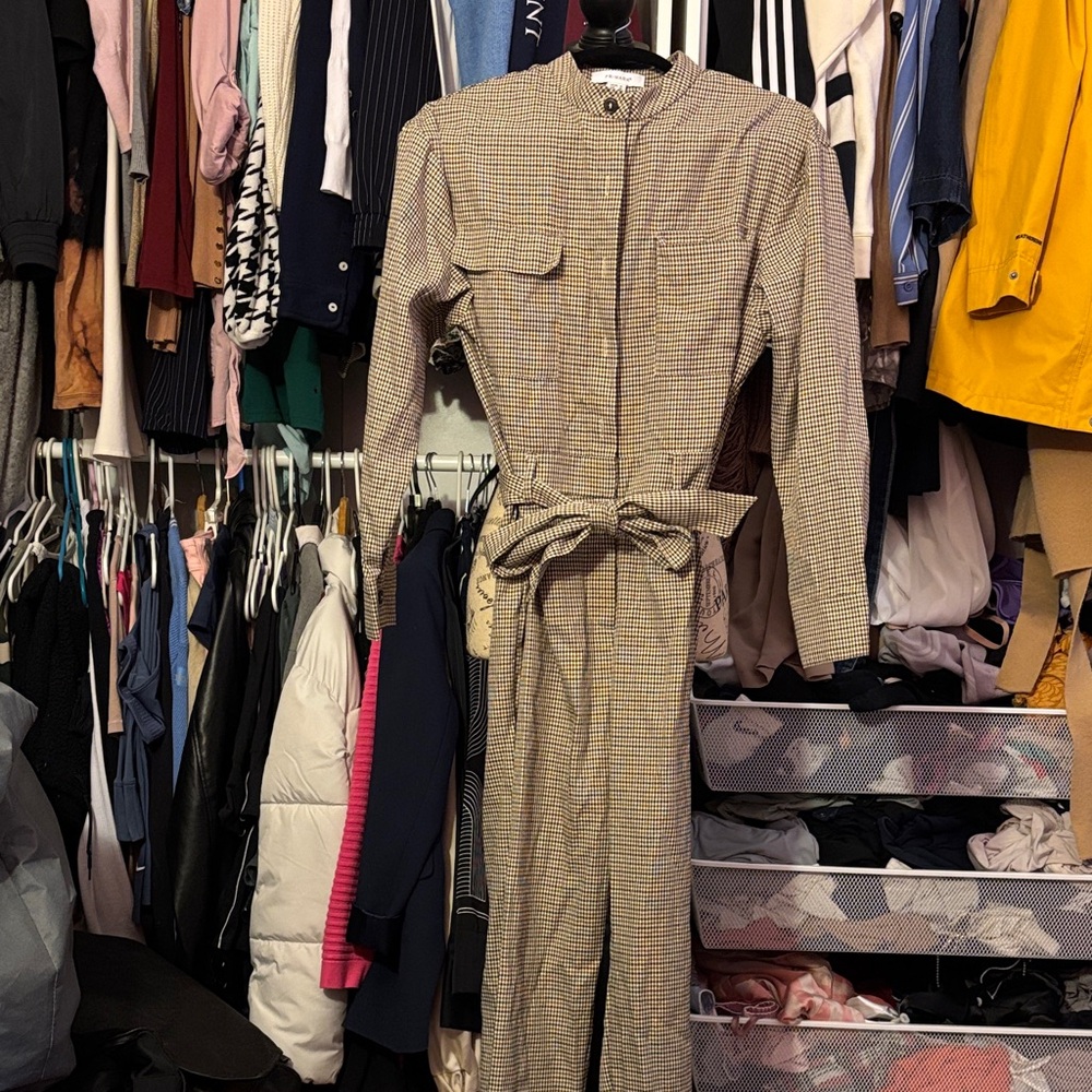 Primark Houndstooth Jumpsuit in Brown and Cream